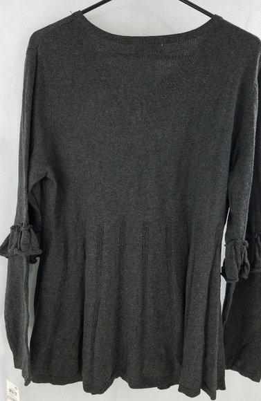 Style & Co Ruffled-Sleeve Black Heather 1X - Picture 3 of 4